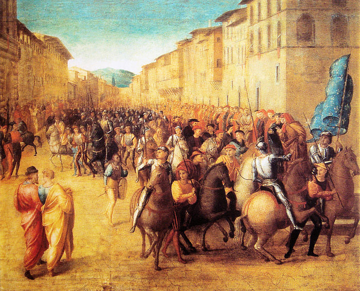 French troops under Charles VIII entering Florence, 1494, November 17th (Francesco Granacci) (1469-1543) Galleria degli Uffizi, Firenze.